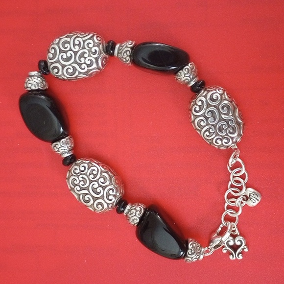 Brighton Chunky Bracelet with Black Onyx Beads and Extender - Picture 1 of 6
